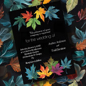Herbst Blätter Kontrast schwarze Hochzeit Einladung