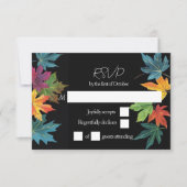Herbst Blätter Kontrast schwarze Hochzeit RSVP Karte (Vorderseite)