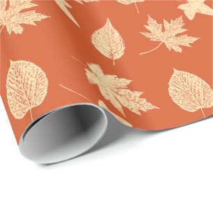 Herbst-Blätter - Mandarine Geschenkpapier
