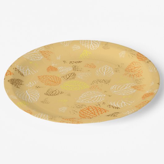 Herbst, Blätter Muster 4 Pappteller (Schrägansicht)