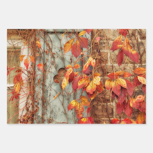 Herbst Blätter Rot Gelb Orange Land Rustikal (Vorderseite)