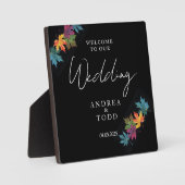 Herbst Blätter schwarzen Kontrast Hochzeitsempfang Fotoplatte (Vorderseite)