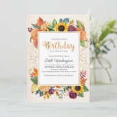 Herbst Blätter Sonnenblumen Herbst Geburtstag Einl Einladung (Stehend Vorderseite)