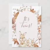 Herbst Blätter Twins Bunny Kittens Babydusche Einladung (Rückseite)