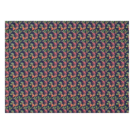 Herbst-Blätter und Eichel-Muster auf Blau Tischdecke (Vorderseite (Horizontal))