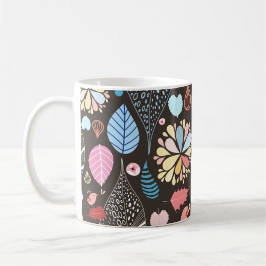 Herbst Blätter und Vögel. Kaffeetasse (Links)