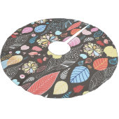 Herbst Blätter und Vögel. Polyester Weihnachtsbaumdecke (Schrägansicht)