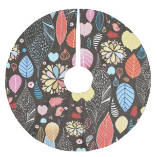Herbst Blätter und Vögel. Polyester Weihnachtsbaumdecke