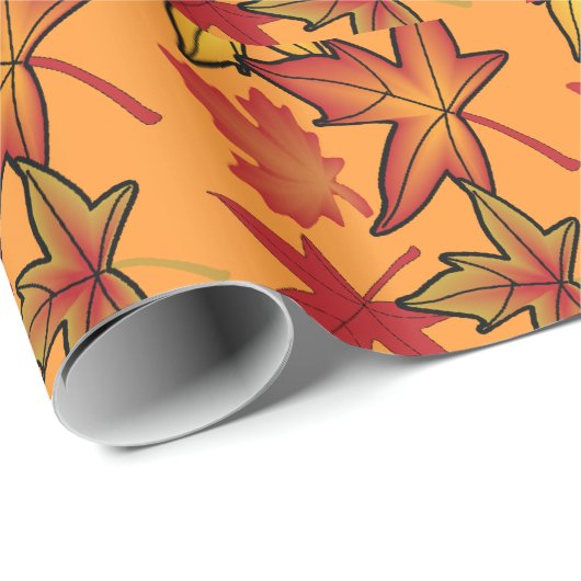 Herbst-Blätter-Wirbeln Geschenkpapier (Rolleneckpunkt)