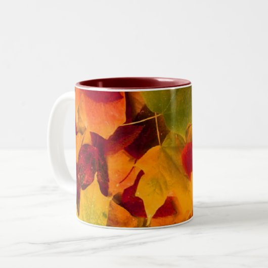 Herbst-Blätter Zweifarbige Tasse (Vorderseite Links)