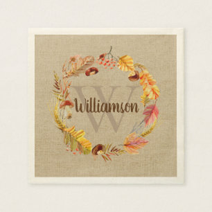 Herbst-Blattwreath-kundenspezifischer Serviette