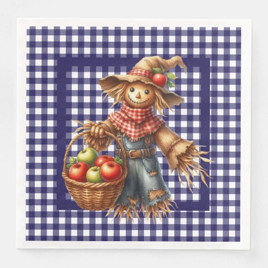 Herbst Blau Gingham Serviette (Vorderseite)