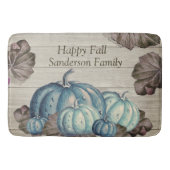 Herbst Blauer Pumpkin Rustikaler Niedlicher Grauho Badematte (Vorderseite)