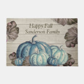 Herbst Blauer Pumpkin Rustikaler Niedlicher Grauho Fußmatte (Vorderseite)
