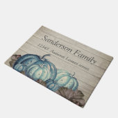 Herbst Blauer Pumpkin Rustikaler Niedlicher Grauho Fußmatte (Schrägansicht)