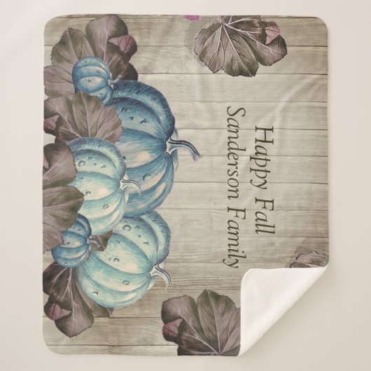 Herbst Blauer Pumpkin Rustikaler Niedlicher Grauho Sherpadecke (Vorderseite)