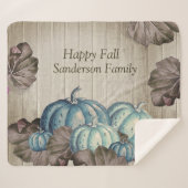 Herbst Blauer Pumpkin Rustikaler Niedlicher Grauho Sherpadecke (Vorderseite (Horizontal))