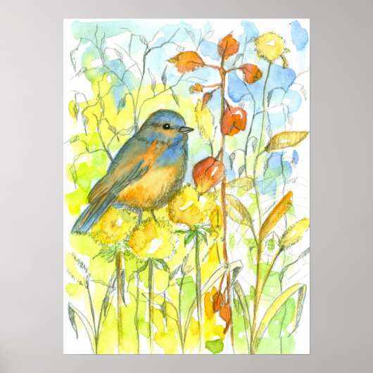 Herbst bleibt Bluebird-Farbe Poster (Vorne)