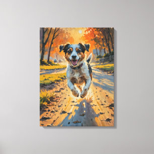 Herbst Bliss Happy Dog Leinwanddruck