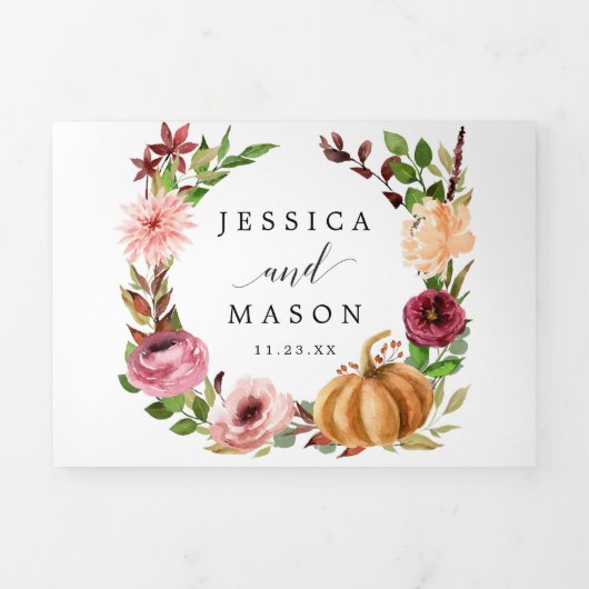 Herbst-Bliss-Hochzeit - dreistellige Einladungen U (Cover)