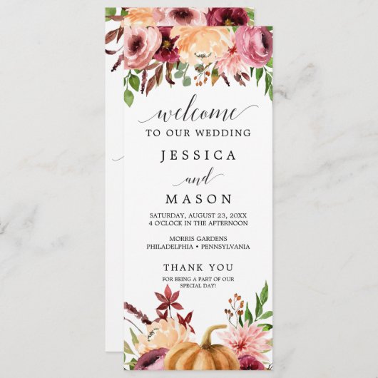 Herbst-Bliss-Hochzeitsprogramm Programm (Vorne/Hinten)