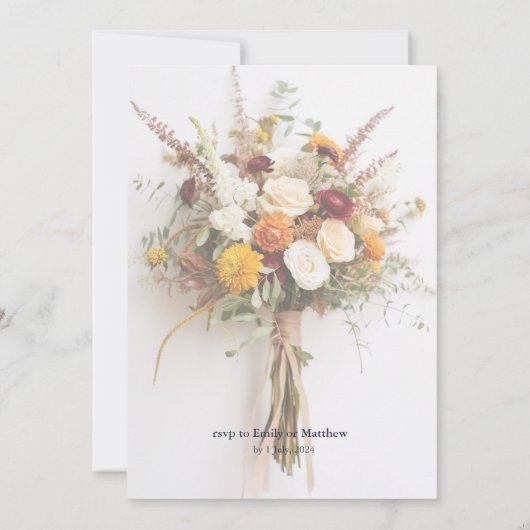 Herbst Blooms Boho Hochzeit Einladung (Rückseite)