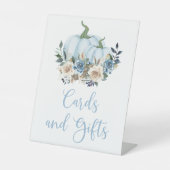 Herbst Blue Pumpkin Boy Duschkarten und Geschenke Sockelschild (Vorderseite)