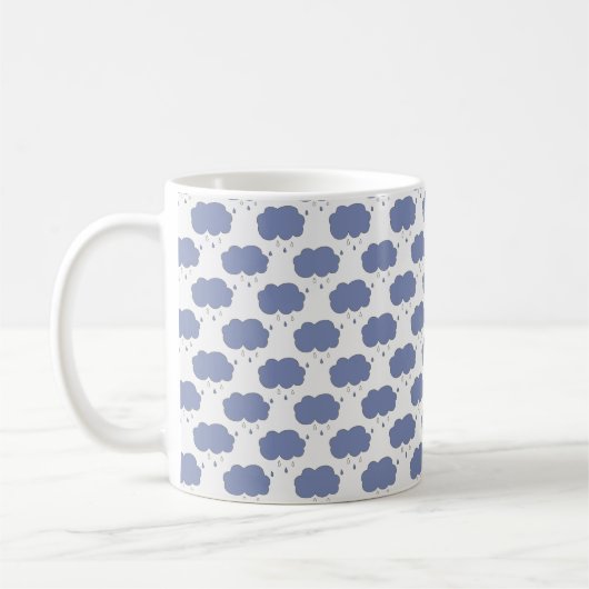 Herbst | Blue Rain Cloud Raindrop Pattern Kaffeetasse (Links)
