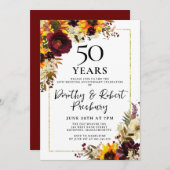 Herbst-Blume 50. Hochzeitstag Party Einladung (Vorne/Hinten)