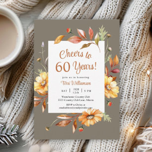 Herbst Blume 60. Geburtstag Cheers bis 60 Jahre Einladung