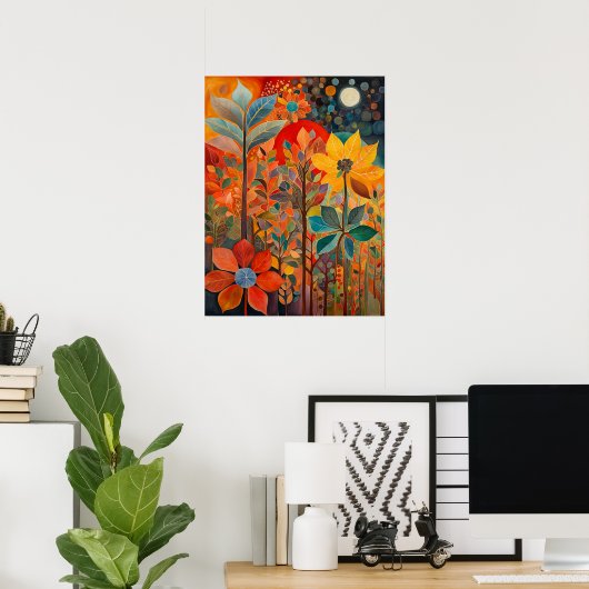 Herbst-Blume-Artwork-Poster Poster (Heimbüro)