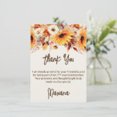 Herbst-Blume auf Beige Party Danke-Karte Einladung (Stehend Vorderseite)