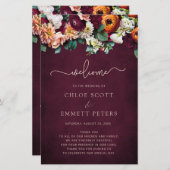 Herbst-Blume Burgund Hochzeitsfeier (Vorne/Hinten)