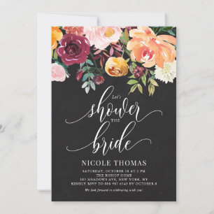 Herbst-Blume-Chalkboard Herbst-Brautparty Einladung