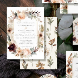 Herbst Blume Elegante Burgund Rose Hochzeit Einladung