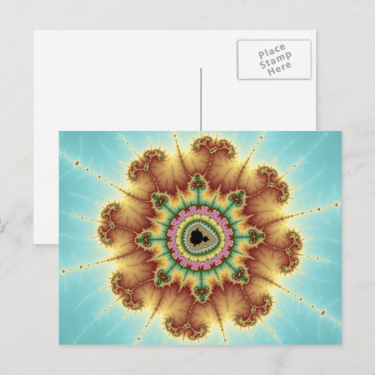 Herbst-Blume - Fraktal Postkarte (Vorne/Hinten)