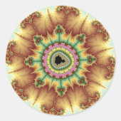 Herbst-Blume - Fraktal Runder Aufkleber (Vorderseite)