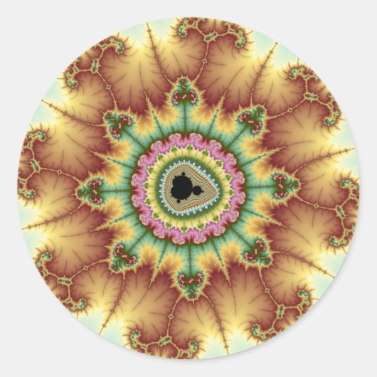 Herbst-Blume - Fraktal Runder Aufkleber (Vorderseite)