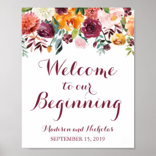 Herbst-Blume Herzlich Willkommen in unserem Beginn Poster