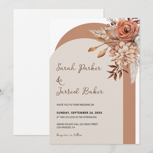 Herbst-Blume-Hochzeit Einladung (Vorne/Hinten)