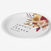 Herbst-Blume-Hochzeit Pappteller (Schrägansicht)