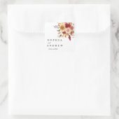 Herbst-Blume-Hochzeit Quadratischer Aufkleber (Tasche)