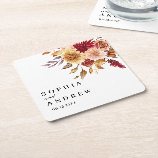 Herbst-Blume-Hochzeit Rechteckiger Pappuntersetzer (angewinkelt)