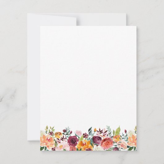 Herbst-Blume Hochzeit Speichern Sie die Datumskart Save The Date (Rückseite)