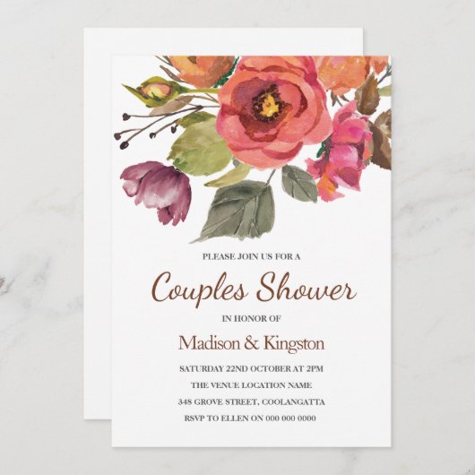 Herbst Blume Hochzeitsdusche einladen Einladung (Vorne/Hinten)