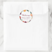 Herbst-Blume Hochzeitsempfang Orange Maroon Runder Aufkleber (Tasche)