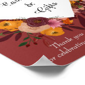 Herbst-Blume Hochzeitskarten & Geschenkposter Poster (Ecke)