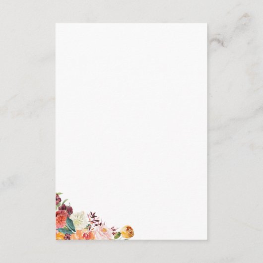 Herbst-Blume Hochzeitskarten, Orange Maroon Begleitkarte (Rückseite)