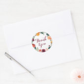 Herbst Blume Hochzeitsticker Danke Orange Pink Runder Aufkleber (Umschlag)