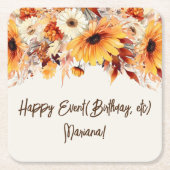 Herbst-Blume im Beige-Party Rechteckiger Pappuntersetzer (Vorderseite)